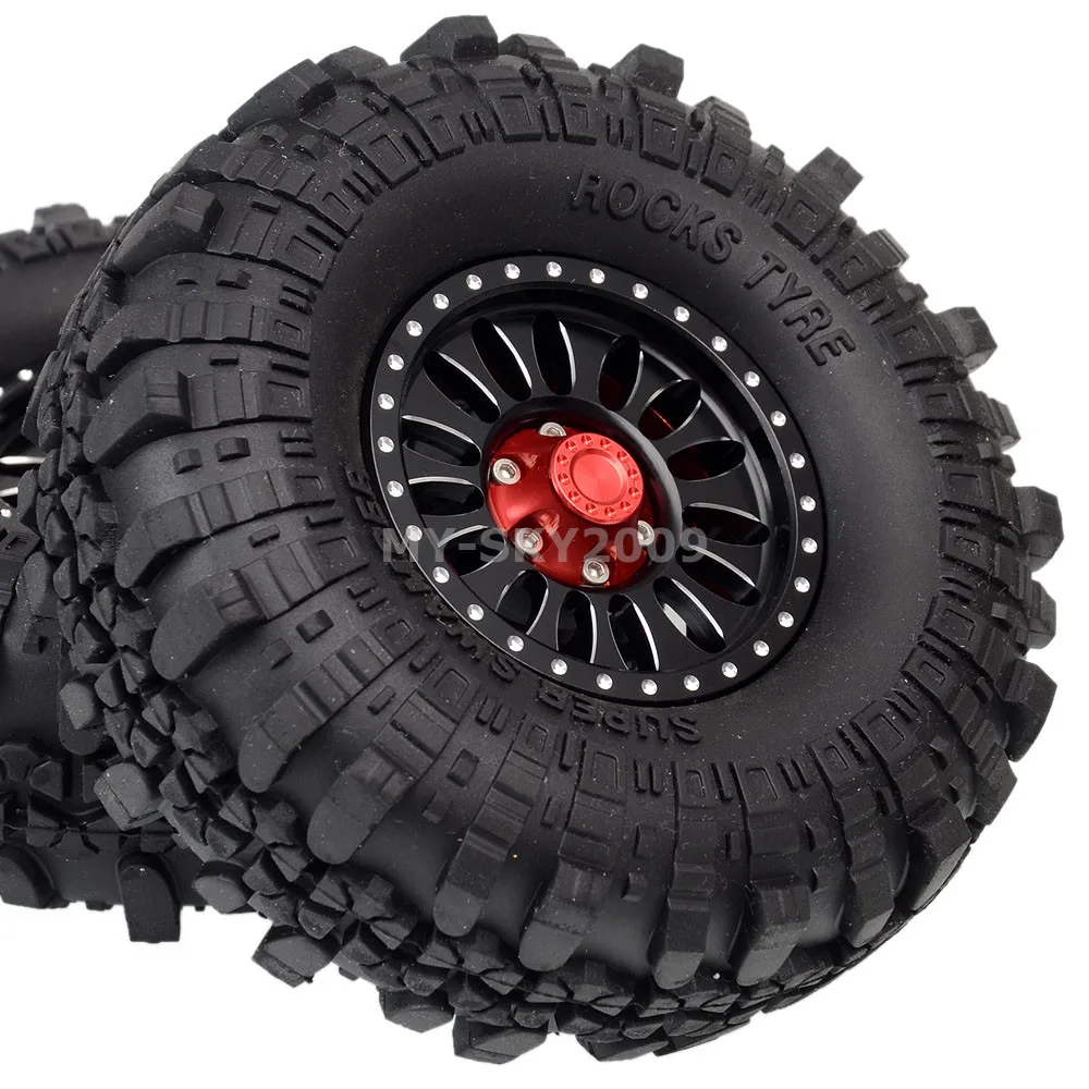 

4pcs 1.9" Wheel Rim Beadlock Tires 110mm For 1:10 RC Axial SCX10 SCX10 II 90046 90047 TRX-4 Tamiya CC01 MST jimny TF2 D90 D110