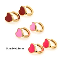 gold filled red enamel love earrings womens simple earrings exquisite jewelry student gift hugging hoop jewelry