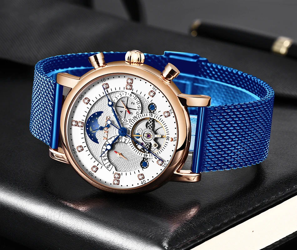 LIGE, подарок, мужские часы, брендовые, Роскошные, модные, Tourbillon, автоматические механические часы, мужские часы из нержавеющей стали, Relogio Masculino