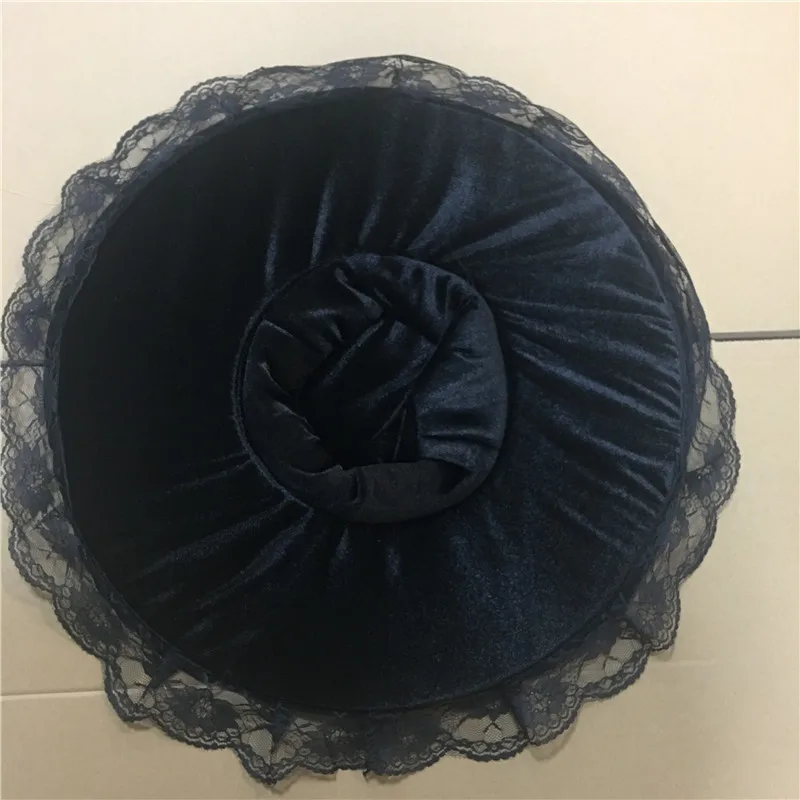 Прямая поставка Черная кружевная пиратская шляпа для женщин Вельветовая на