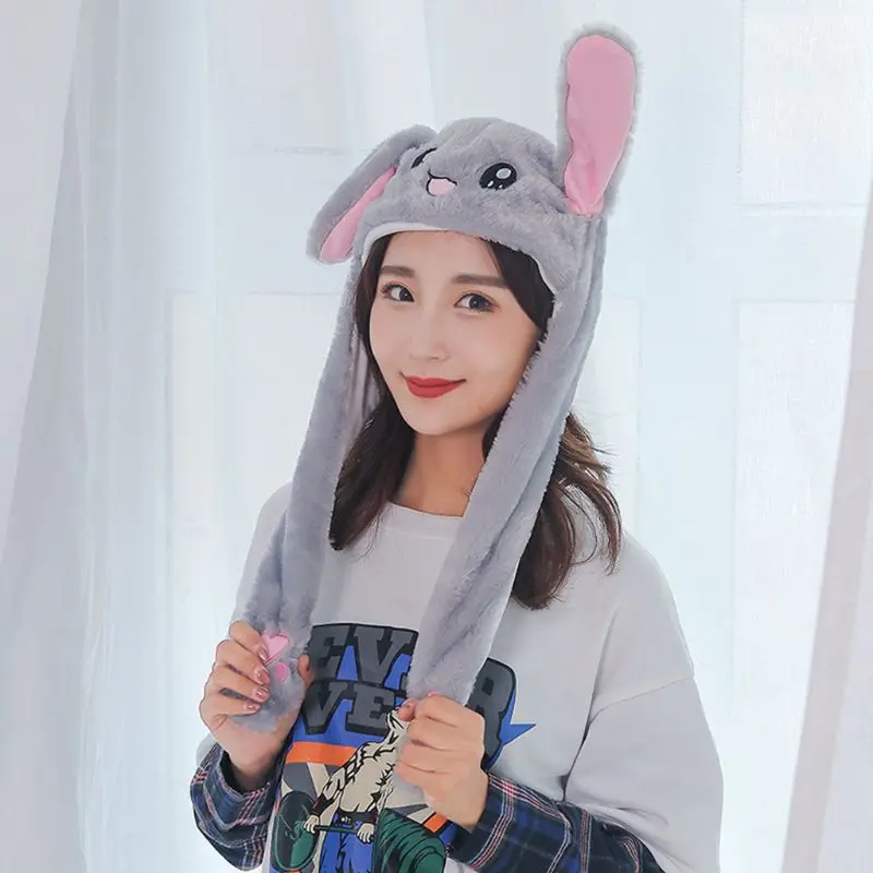 Милый кролик свинья плюшевая шапка подушка безопасности движущаяся прыгающие