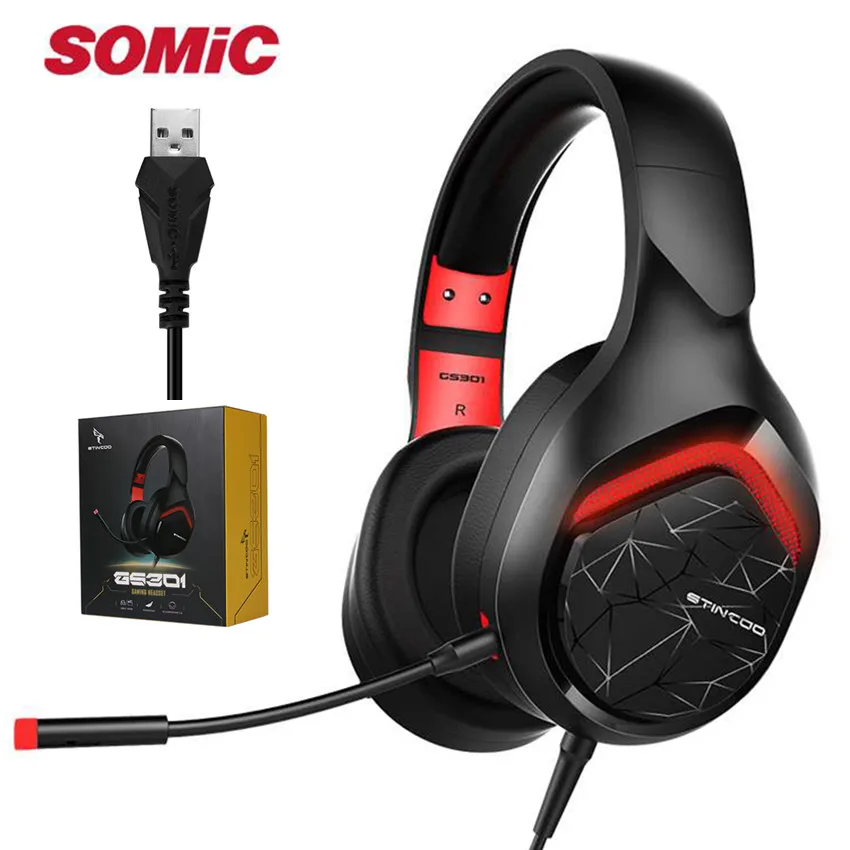 Игровая Гарнитура SOMIC STINCOD GS301 для ПК игровые наушники USB 7 1/USB + 3 5 мм с микрофоном