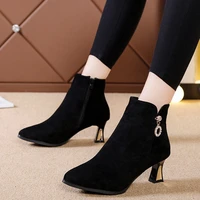 botas de mujer women fashion stiletto heel boots lady autumn winter cool black suede boots zapatillas mujer 2022 new snow boots