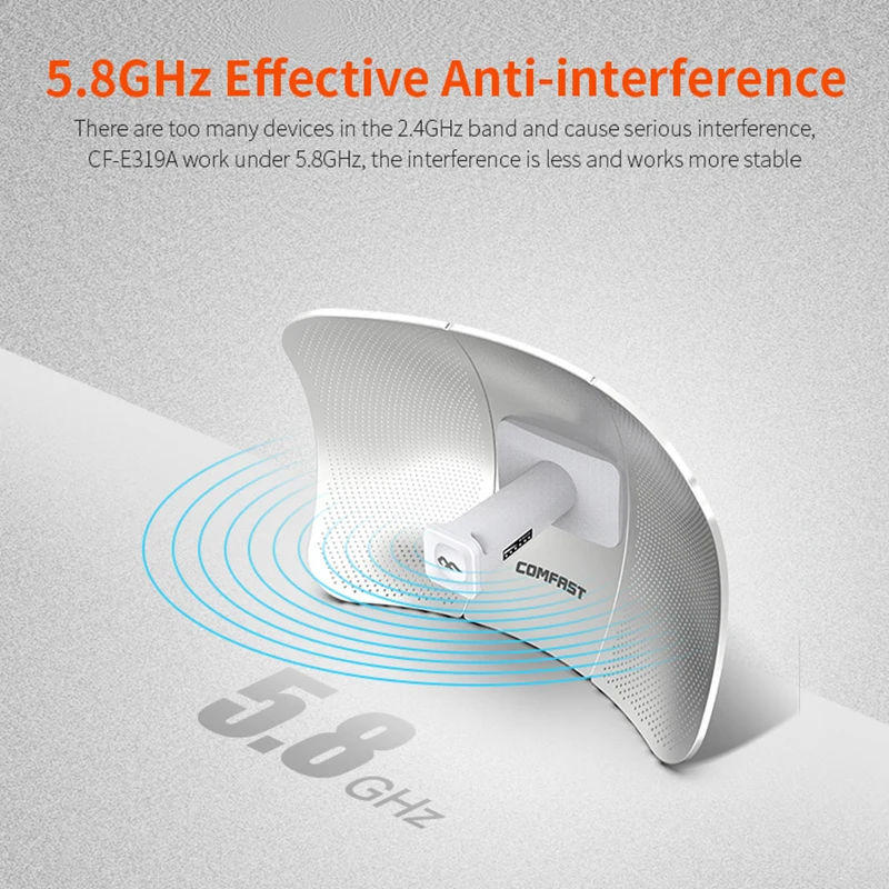 

Comfast CF-E319A 5.8G High-Power Wireless CPE Wireless Bridge 10 Kilometers Engineering WiFi Stable