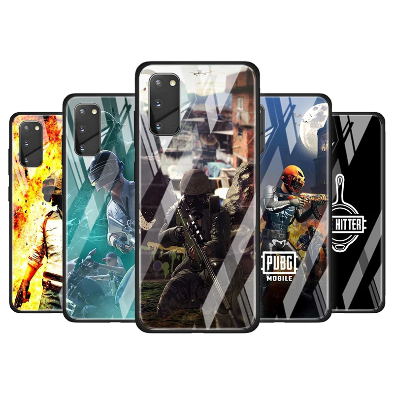 Hot PUBG Game Tempered Glass Cover For Samsung Galaxy S20 S10 S9 S8 S10E FE Ultra Plus Lite 5G Phone Case