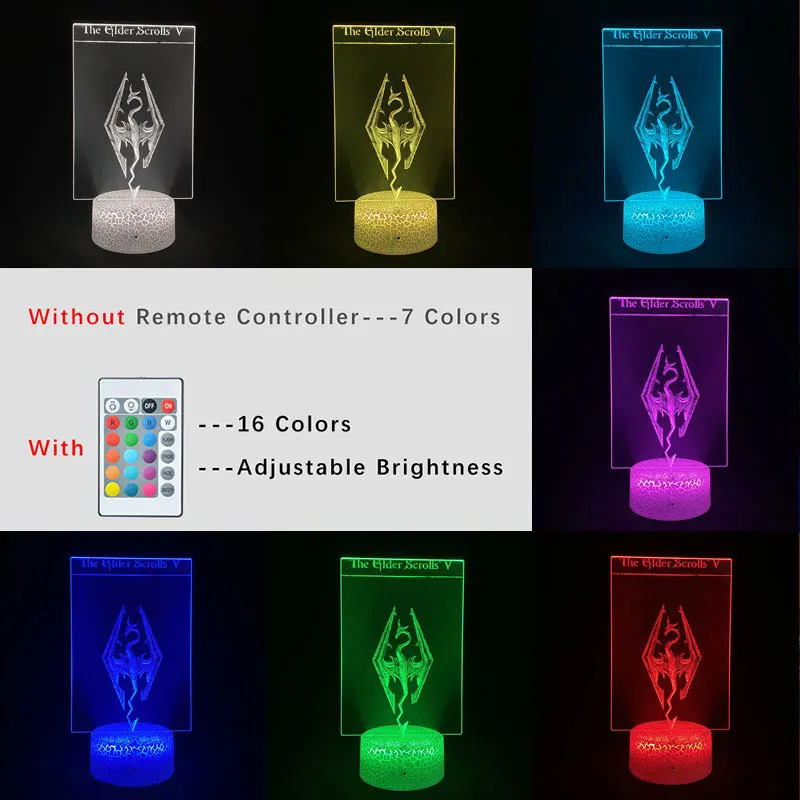 

The Elder Scrolls V: Skyrim 3D Picture Lamp Smart Phone Control Acrylic Neon Sign 16 Color Bedroom Decoration Game Fans Around