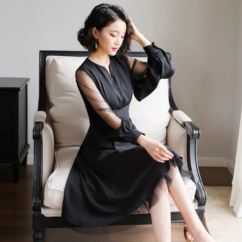 Весенне летнее платье 2020 винтажное Сексуальное вечернее черное для женщин миди