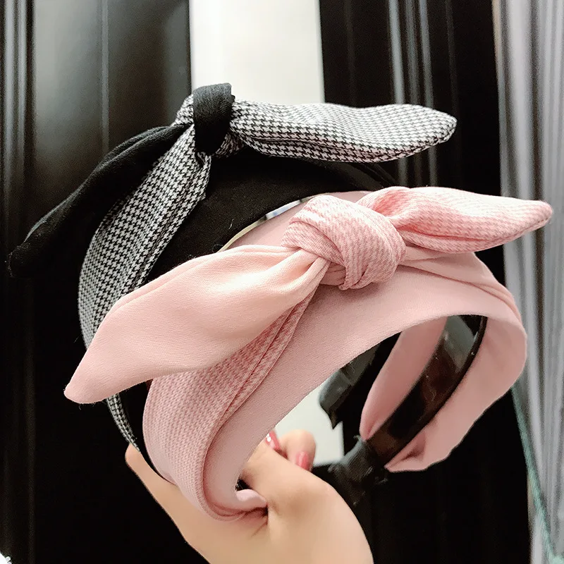 Женский обруч для волос с бантом широкий кроличьими ушками |