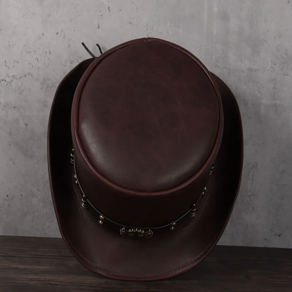 Кожаная шляпа для мужчин и женщин традиционная Федора в стиле стимпанк косплея