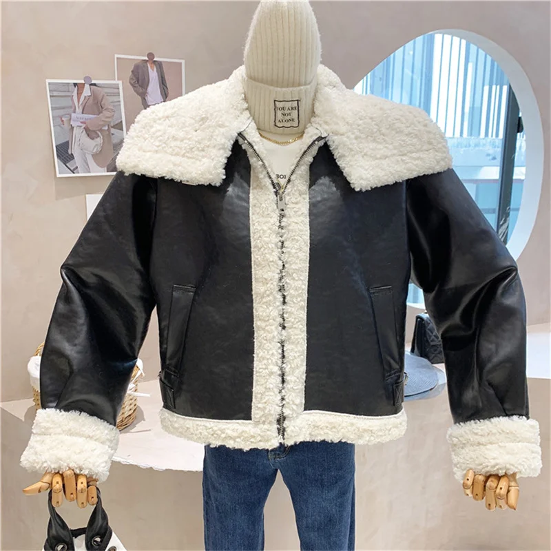 

New Women's Clothing 2021 Autumn Lamb Wool Short Coat Loose Padded Jacket Top