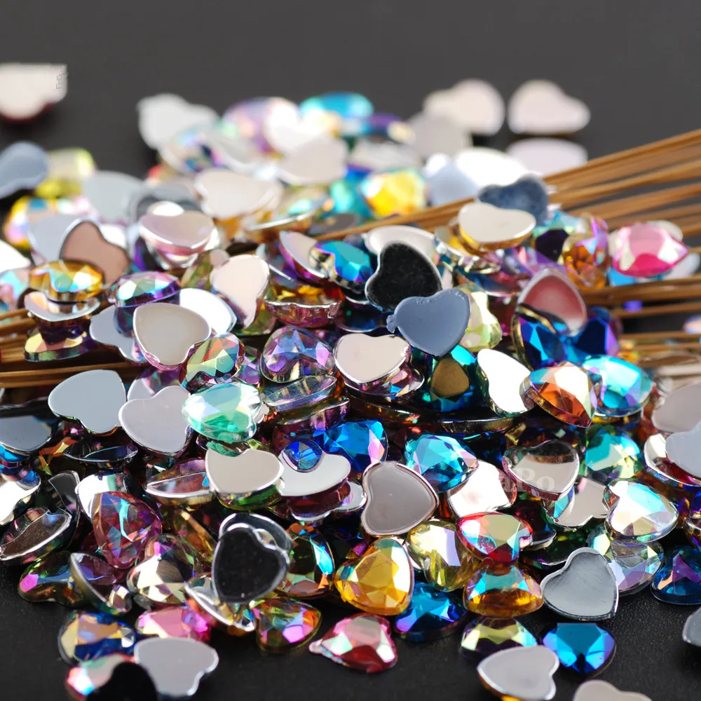 13 цветов 6 мм ab в форме сердца Стразы для ногтей кристалл акриловая плоская задняя