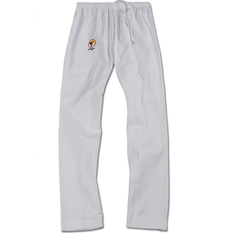 Детские штаны для тхэквондо из 100% хлопка одежда взрослых Тхэквондо белые черные