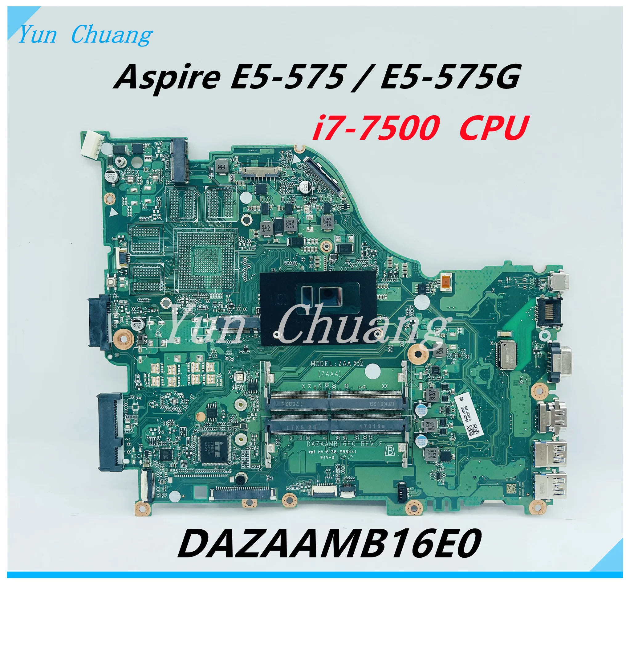 Материнская плата DAZAAMB16E0 для ноутбука ACER Aspire E5-575 ZAA X32 материнская с процессором
