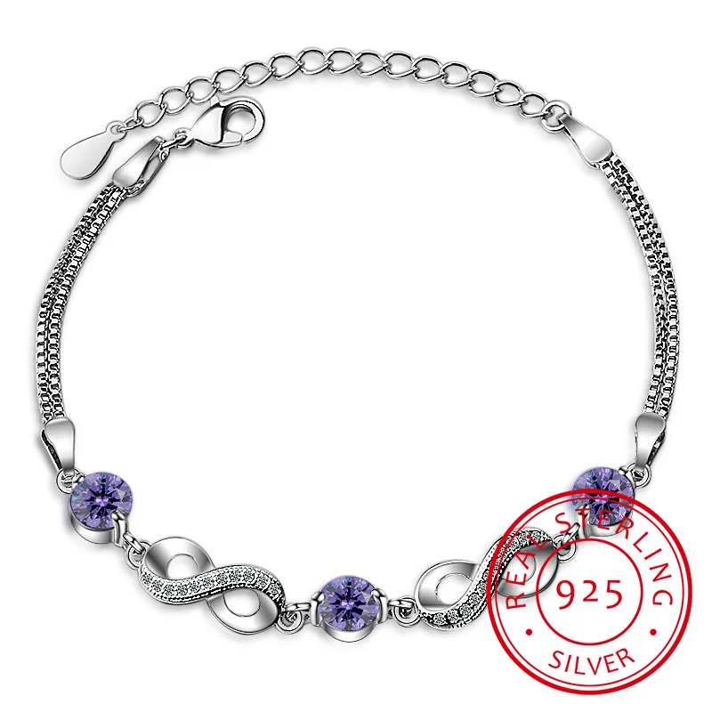 Подлинное серебро 925 пробы Бесконечная любовь бесконечность цепочка звено