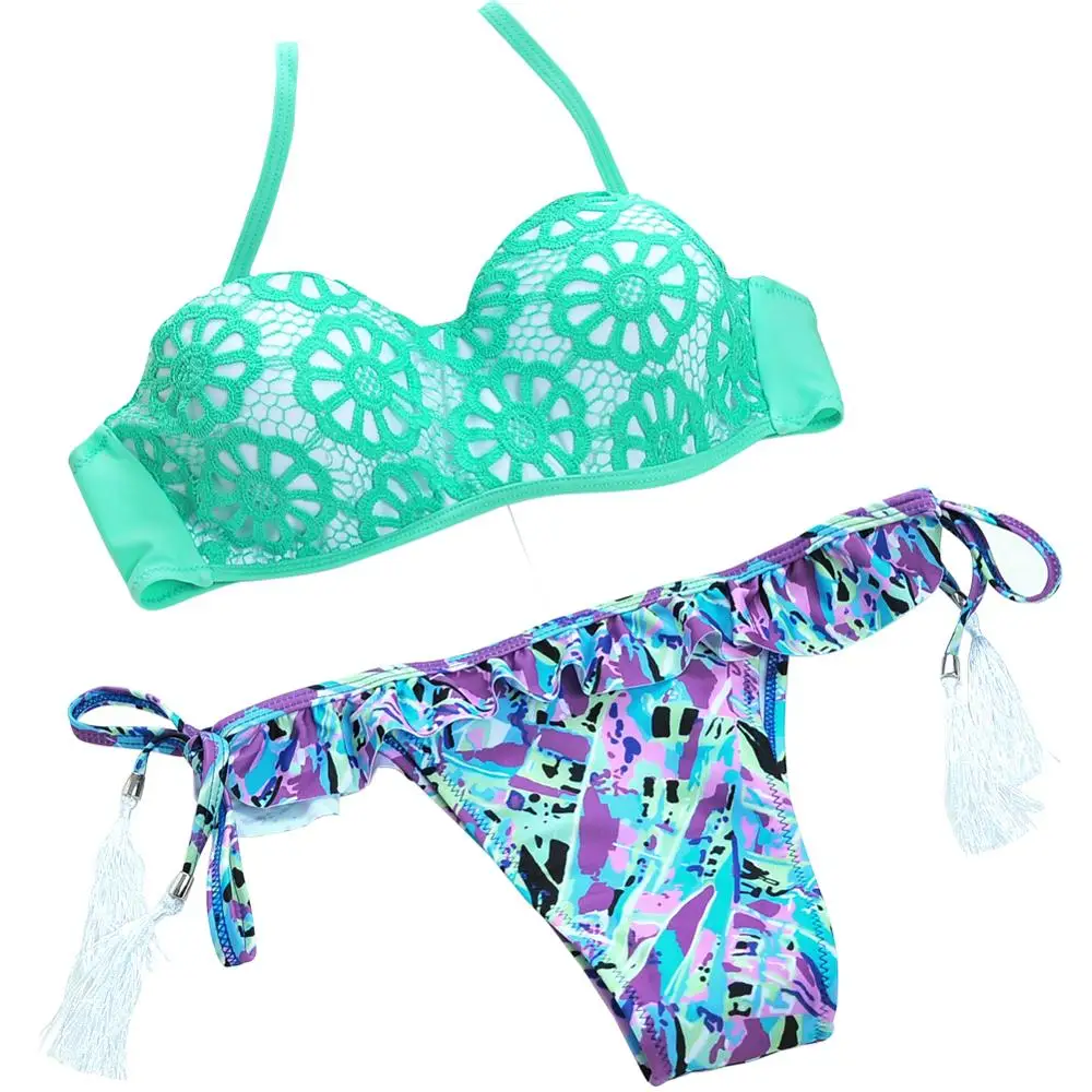 Кружевной купальник bikinis2020 mujer сексуальный женский купальный костюм летний с