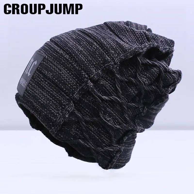Повседневная зимняя шапка GROUPJUMP для мужчин плотные вязаные шапки-бини мужские