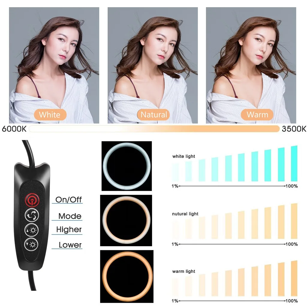 Светодиодный макияж зеркало светильник 3 режима освещения для фотографирования