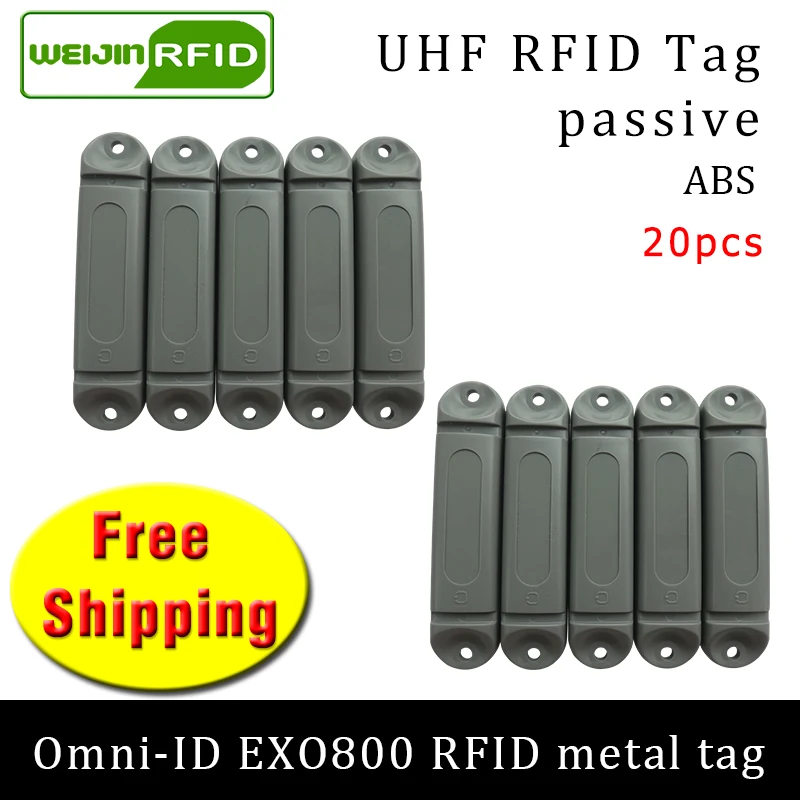 UHF RFID metal tag omni-ID EXO800 915m 868mhz Impinj Monza4QT EPC 20pcs free shipping durable ABS smart card passive RFID tags