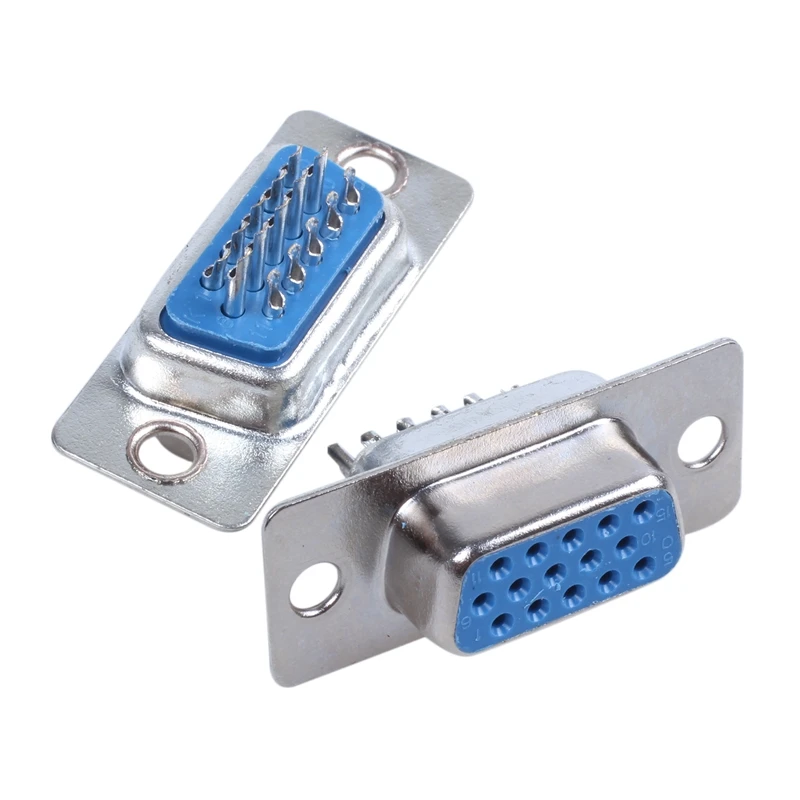 3 шт. Замена припоя VGA DB15 15 контактный разъем адаптер серебро + синий|Вилки с