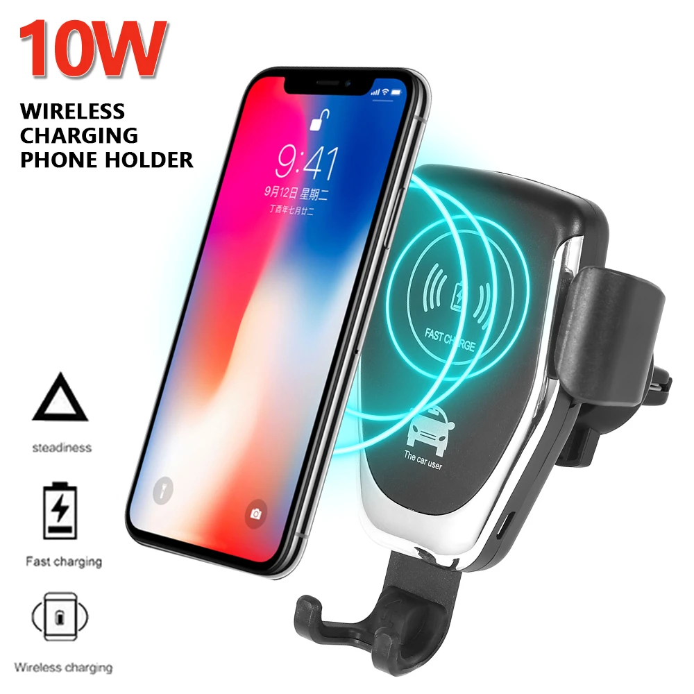 10 Вт QI Беспроводное быстрое зарядное устройство Автомобильный держатель
