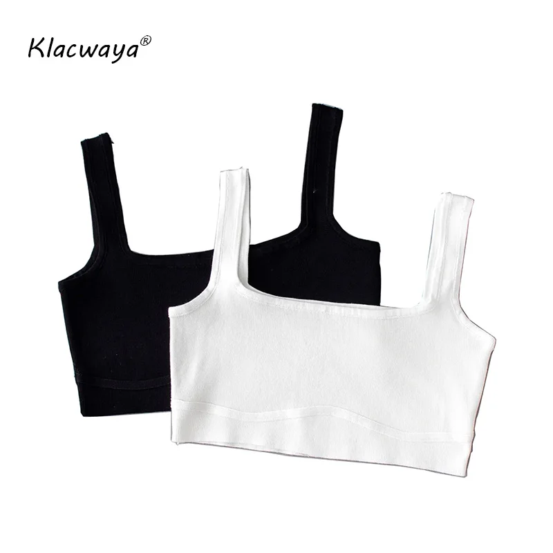 Женский вязаный укороченный топ Klacwaya белый базовый без рукавов с открытой спиной