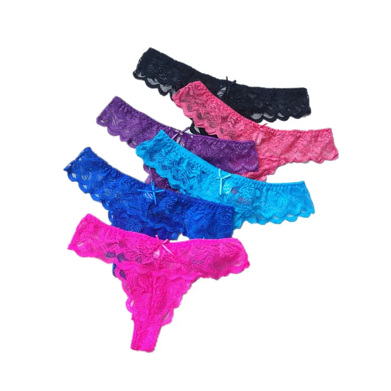 

5pcs Women Panties Sexy Thongs G-string Lace Lingerie Female Underwear T-back Gift Beautiful Underpants