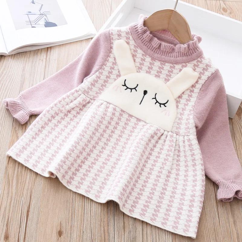 Вязаное платье-свитер для девочек с высоким воротом | Детская одежда и обувь