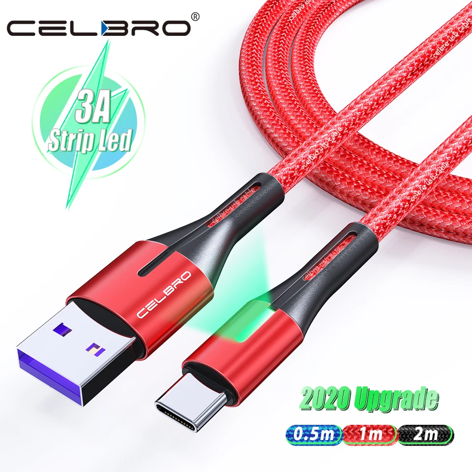 Кабель Usb Type-C со светодиодной подсветкой 3 А 1/2/2 м | Мобильные телефоны и