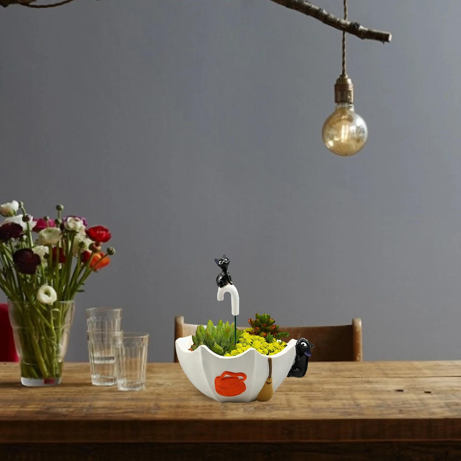 

Cartoon Cute Succulent Plant Pot Umbrella Indoor Resin Small Ornaments Creative Craft Planter Home Office Garden Decor Plant Pot