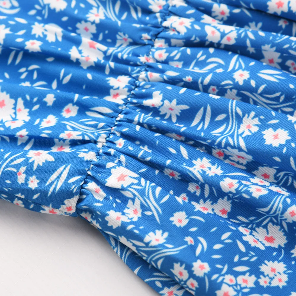 

FNOCE 2021 Summer New Floral Strap Dress A- line Large Hem Mid-Length Skirt Drom Dresses Vestidos Dress Maxi Dress