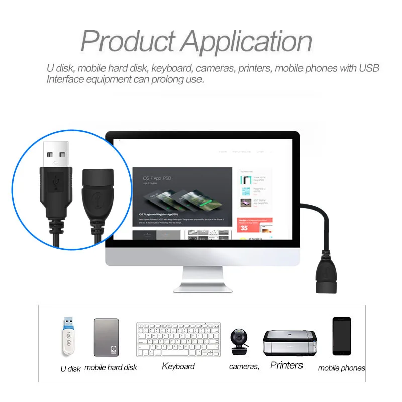 3 м USB 2 0 Удлинительный кабель для передачи данных штекер-гнездо удлинитель кабеля