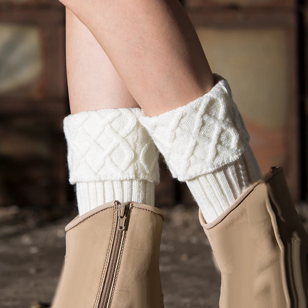 Женские зимние вязаные гетры однотонные носки верхние манжеты Polainas Calcetines Mujer