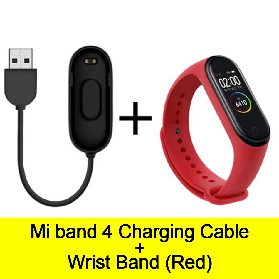 Cable-Red Usb-кабель для зарядки mi Band 4, шнур для зарядного устройства, Сменный Адаптер для Xiao mi Band 4, NFC, линия для зарядки+ браслеты - Цвет: Cable-Red