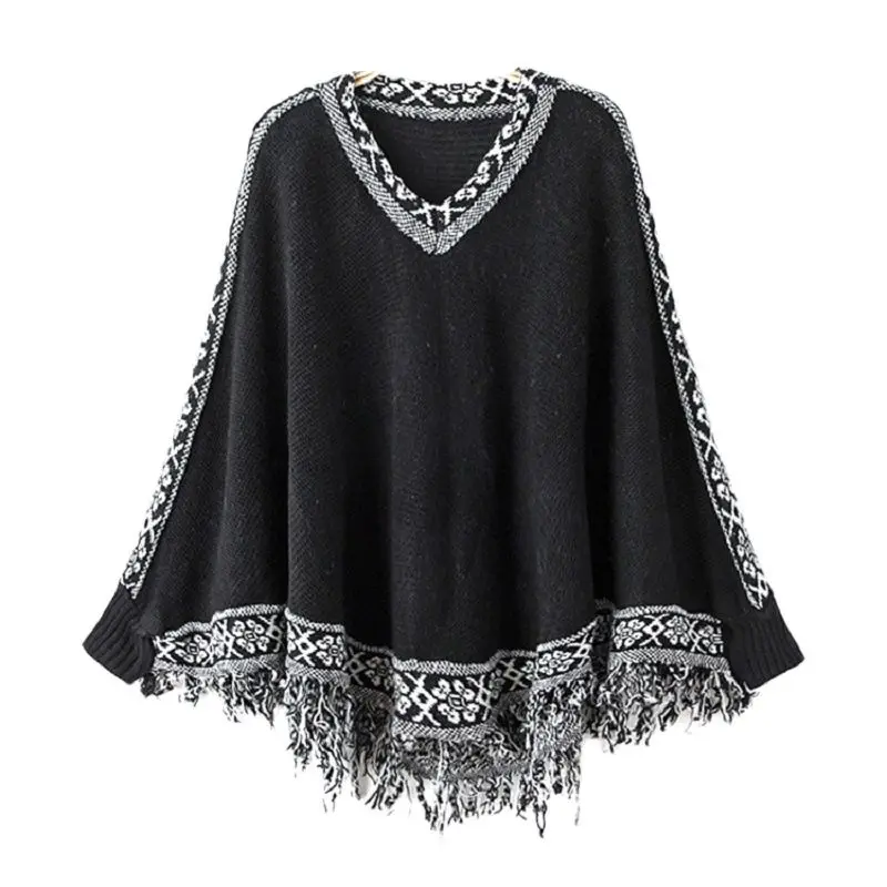 Женский свитер с бахромой Зимний пуловер рукавом летучая мышь 6 цветов |