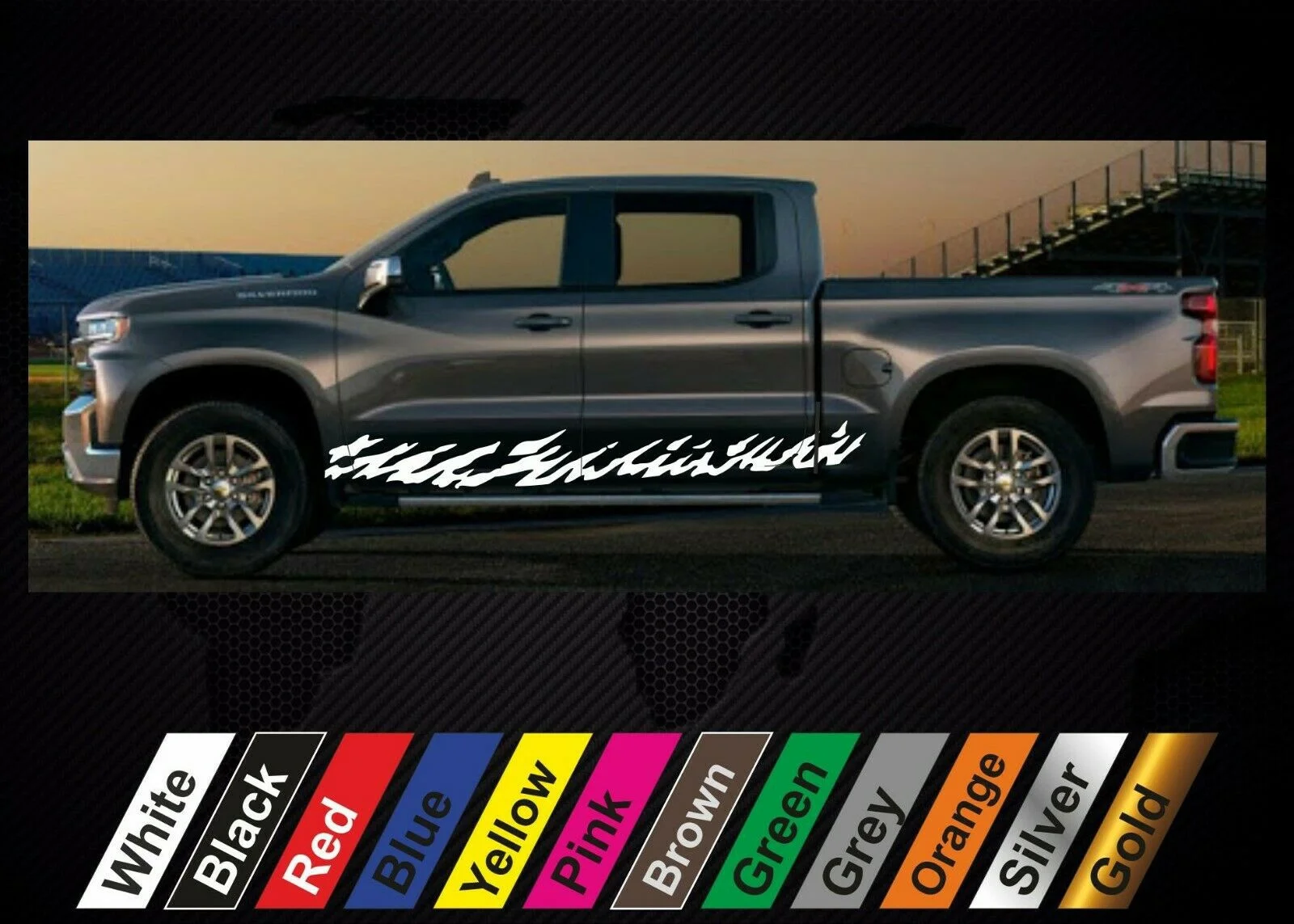 

For x2 stickers Chevrolet Silverado graphics side stripe decal sticker #27