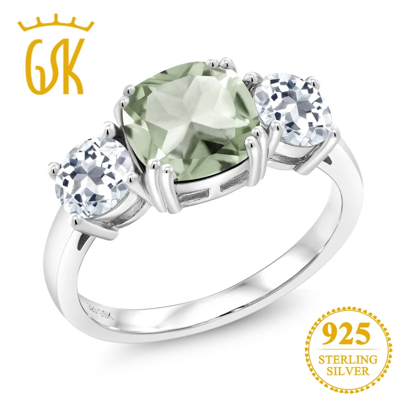 Драгоценный камень GemStoneKing 3 05 карат натуральный зеленый аметист белый топаз