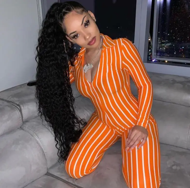 

Новый женский сексуальный комбинезон для фитнеса в полоску с глубоким V-образным вырезом