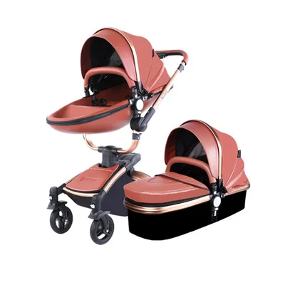 

Aulon agape PU leather 360 degree rotation baby stroller ,kinderwagen,3 in 1 travel system seat with carrycot baby carriage