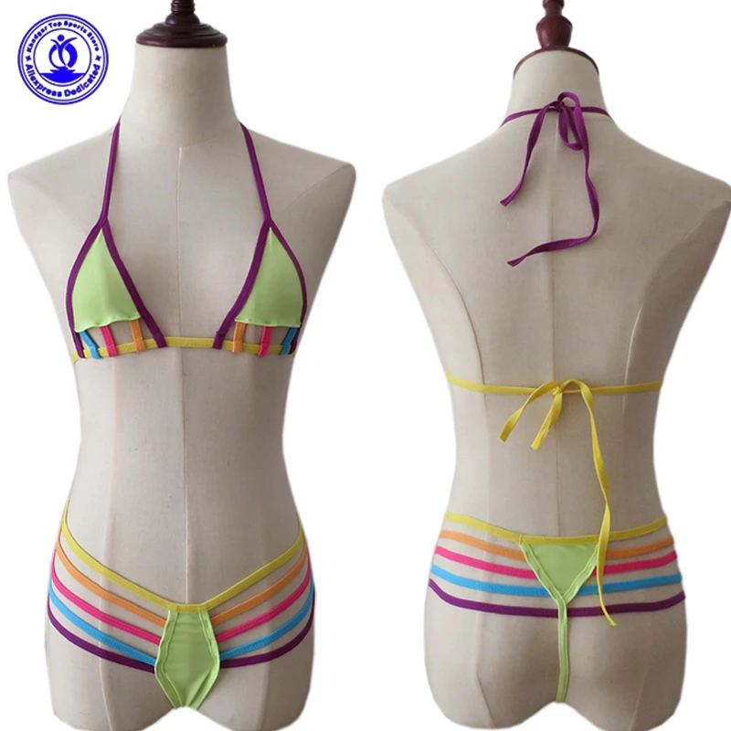 Sexy Mini G-String Multi Rope Micro Bikinis Sex Thong Sunbath Bikini Set Beach Swimwear Female Swimsuit Outdoor Biquini Clubwear