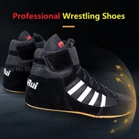 boxing wrestling shoes cow muscle outsole combat sneakers plus size 46 professional fighting boots martial arts taekwondo shoes