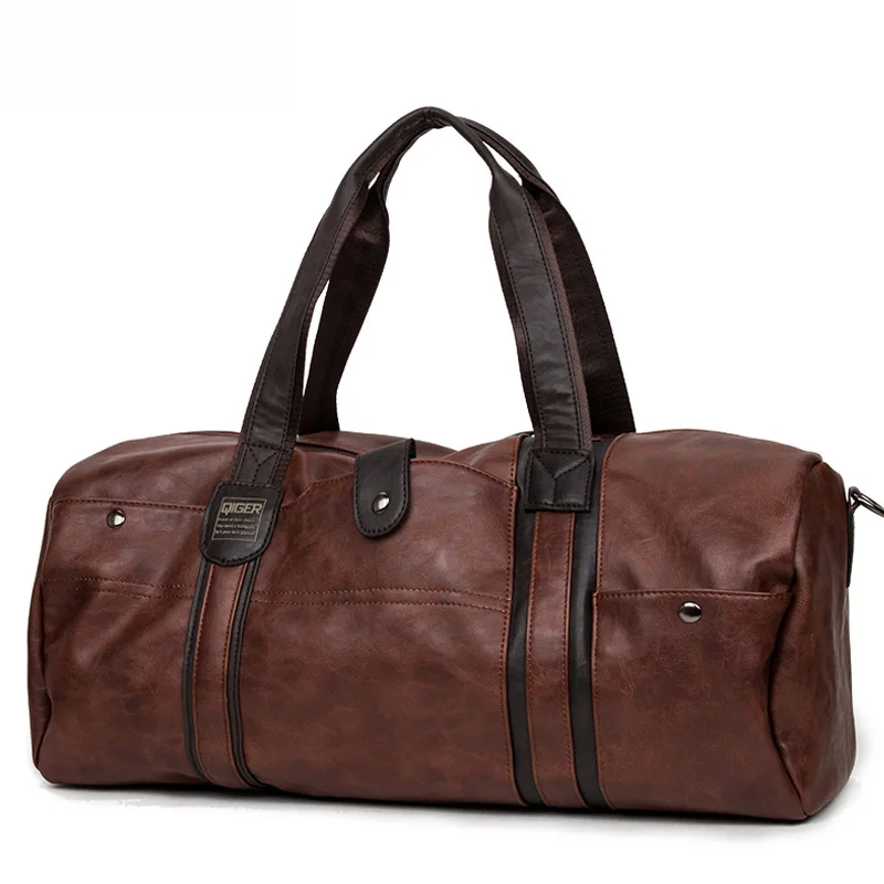 Brown SIXRAYS Weekender масло воск кожаные сумки для мужчин путешествия вещевой мешок портативный сумки на плечо мужская мода сумка для переноски - Color: Brown