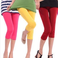 women summer leggings sexy solid leggins candy neon high stretched short jeggings fitness ballet cropped trousers