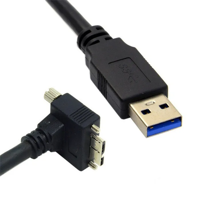 

1.2m 90 Degree Up or Down Angled Micro USB3.0 Micro B with Screw Mount to USB3.0 Data Cable for Industrial Camera & hardisk