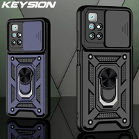 keysion shockproof case for redmi 10 note 11 10 pro 11t 10s 9 push pull camera protection phone cover for poco m3 m4pro f3 x3 gt