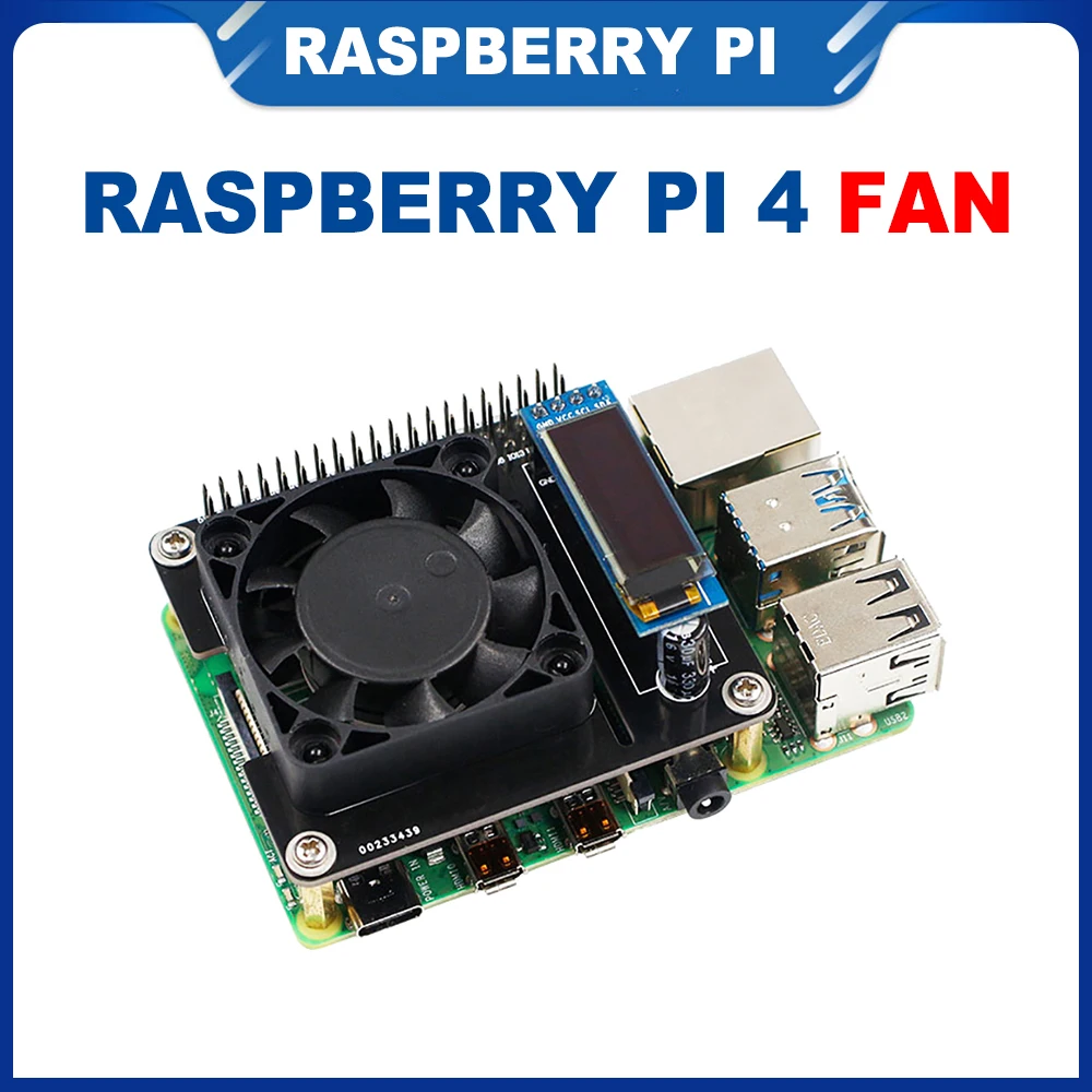 

ITINIT R255 Raspberry Pi 4 Model B Cooling Fan Intelligent Speed Control Expansion Board RGB Cooling HAT with OLED Display
