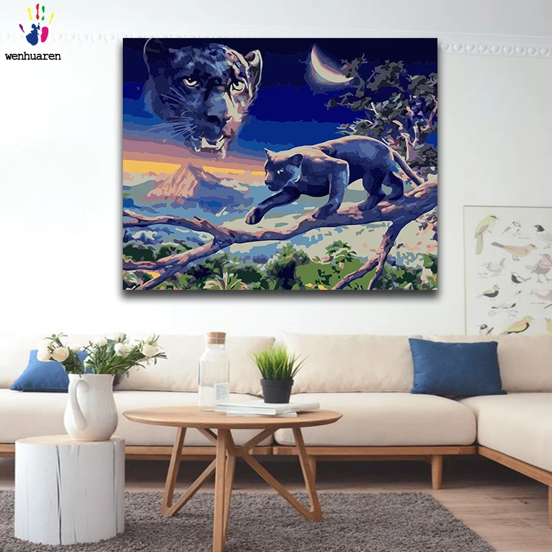 Diy краски по номерам картина живопись с комплектами группа животные волк кошка