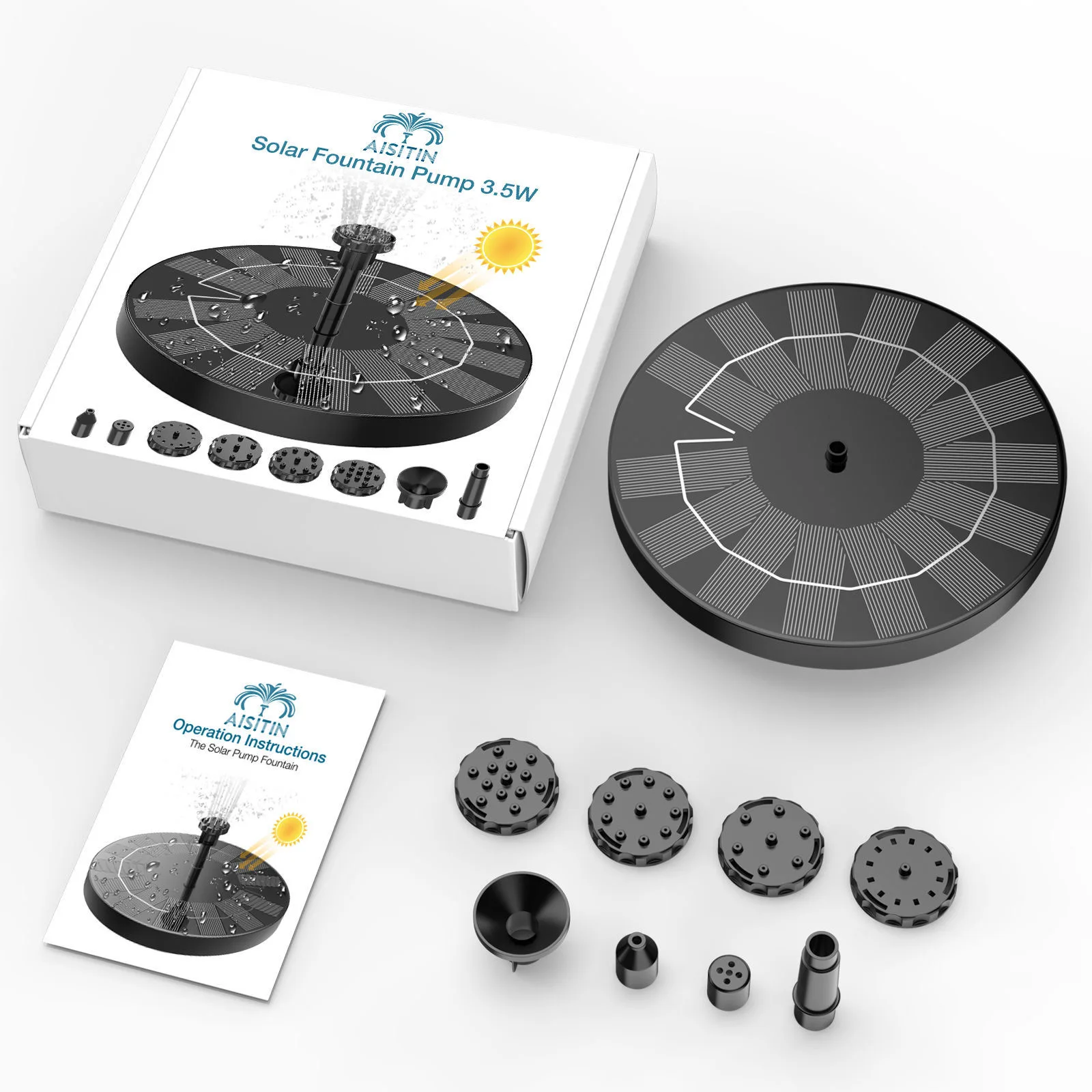 Мини фонтан на солнечной батарее пруд водопад садовое украшение уличная птица