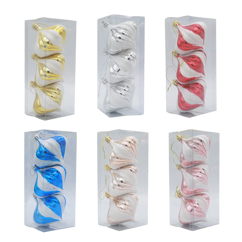 

Christmas Decoration Ball Pendant Creative Onion Printing Bauble Hanging for Party Shaped Printed Xmas Tree Home Decor Props