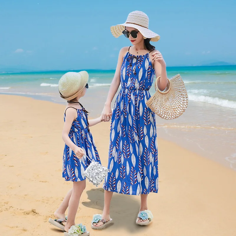 Платье для мамы и дочки Летняя Сексуальная ремень вечернее платье Коктейльные