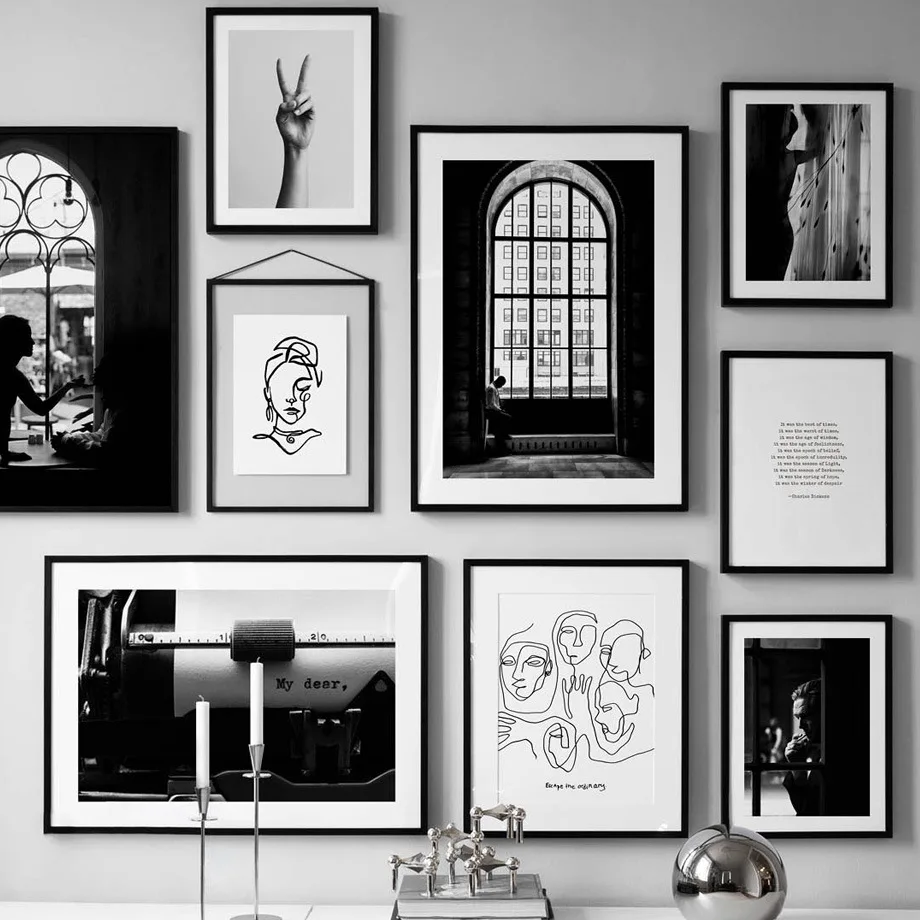 

Black And White Retro Abstract Posters Canvas Painting Decorative Canvas Painting Wall Art Pictures For Living Room Decoration